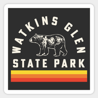 Watkins Glen State Park Souvenir Bear Retro Vintage Stripes Magnet